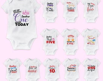 Fun Baby Monthly Milestone Personalised Bodysuit, personalised baby bodysuit, Personalised Baby grow