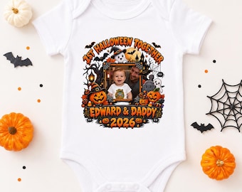 Body para el primer Halloween, body personalizado para el primer Halloween del bebé, chaleco personalizado con foto y nombre para bebé, Halloween para papá y bebé,