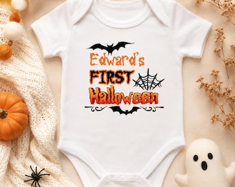 Personalised Baby's First Halloween Bodysuit, My 1st Halloween Baby Grow, Spooky Pumpkin Ghost Vest, Newborn Halloween Gift Outfit