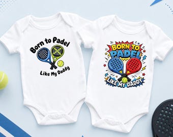 Body de bebé "Born to Play Padel", chaleco personalizado "Padel Like Daddy", regalo deportivo para recién nacidos para papás que juegan al pádel.
