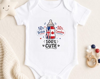 Body de bebé personalizado 50/50, body de bebé con bandera de dos países, chaleco de doble herencia 100% perfecto, regalo para recién nacidos de nacionalidad mixta, body con cualquier bandera