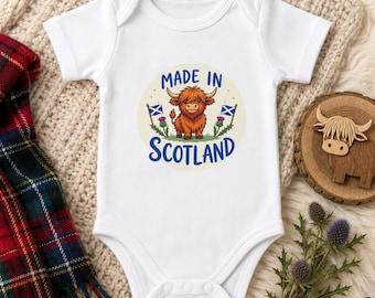 Body para bebé hecho en Escocia, pelele escocés, regalo para recién nacido en Escocia, chaleco para bebé con herencia escocesa, conjunto para bebé niño o niña.