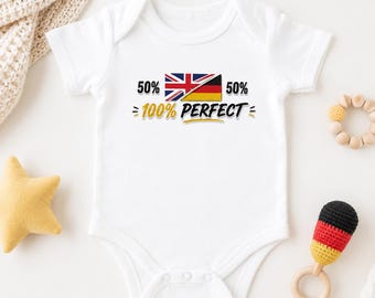 Body de bebé personalizado con cualquier bandera (50/50), pelele con dos banderas de países, personalizable con cualquier bandera - Regalo personalizado para bebé, chaleco con doble bandera