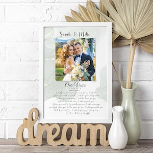 Impression de vœux de mariage, art mural personnalisé de vœux de mariage, cadeaux d'anniversaire, cadeaux de mariage, premier cadeau à la maison,