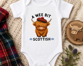Body de bebé con estampado de vaca de las Tierras Altas escocesas, pelele para bebé con estampado de vaca escocesa, regalo para recién nacido con estampado de vaca peluda, chaleco para bebé niño o niña, body de bebé escocés.