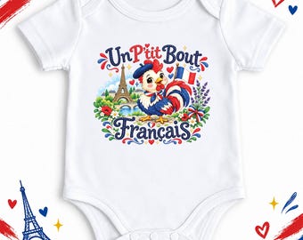 Body y camiseta para bebé francés personalizados – Un P’tit Bout Français – Regalo francés personalizado para bebé, Regalo para bebé francés