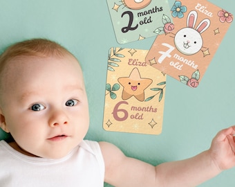 Cute Personalised Baby Milestone Cards  | Cute Monthly Milestone Cards For newborn |  Newborn Birth Gifts