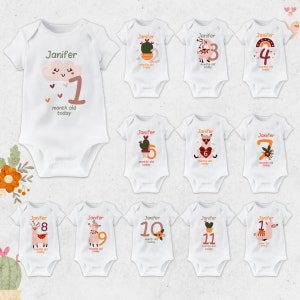 Llama baby milestone grows, Llama Personalised baby Name Monthly Milestone Bodysuit, Llama baby grow set for each month