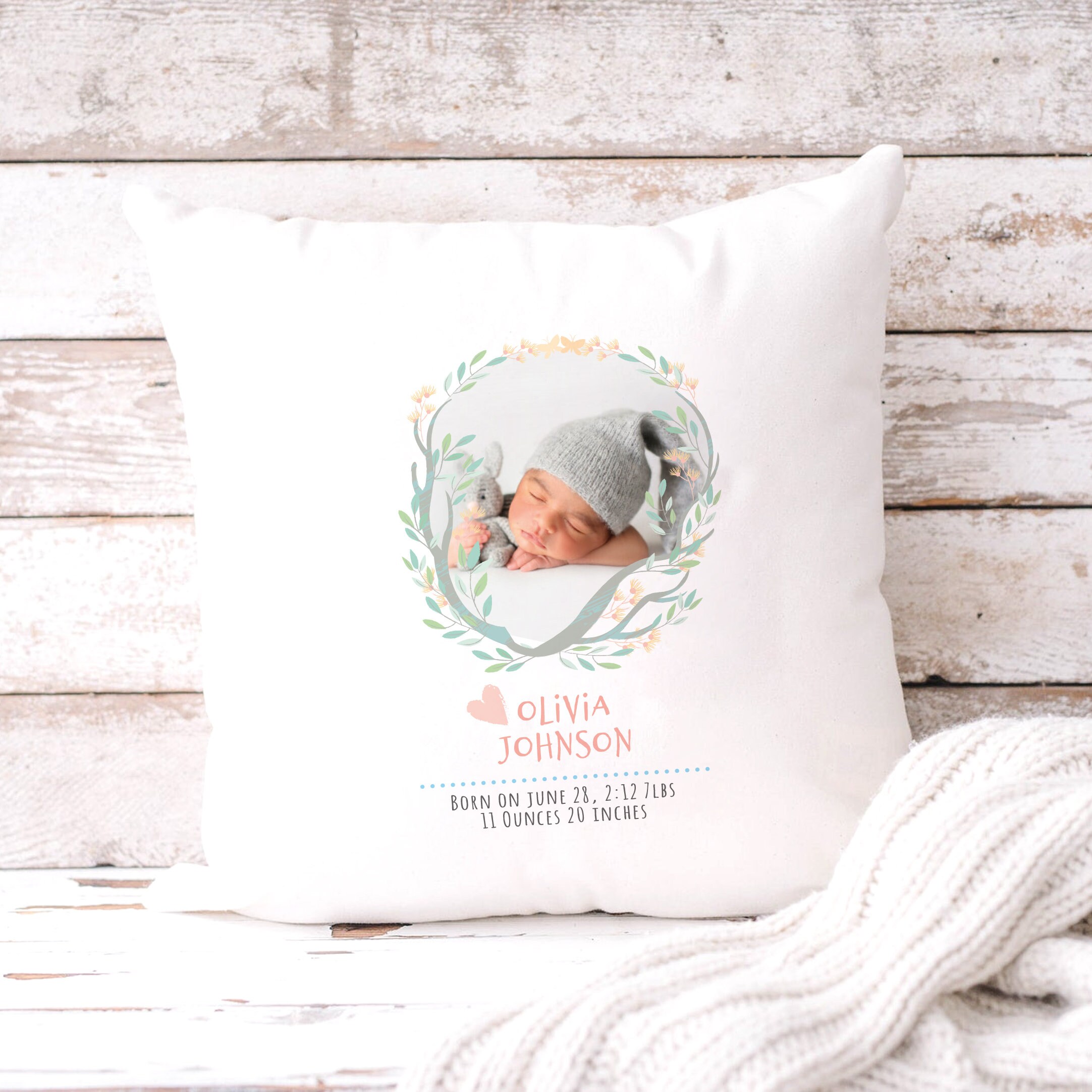Personalised New Baby Cushion Baby Photo Cushion New Born Etsy UK