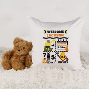 Gepersonaliseerd nieuw babykussen, nieuw babystatistieken kussen, nieuwe babycadeaus, pasgeboren babycadeau, nieuw babycadeau