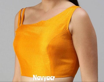 Beautiful Yellow Blouse, Yellow Colour Blouse, Cobra Silk Blouse, Party Wear Blouse, Blouse for Saree, Sleeveless Blouse, Designer Blouse