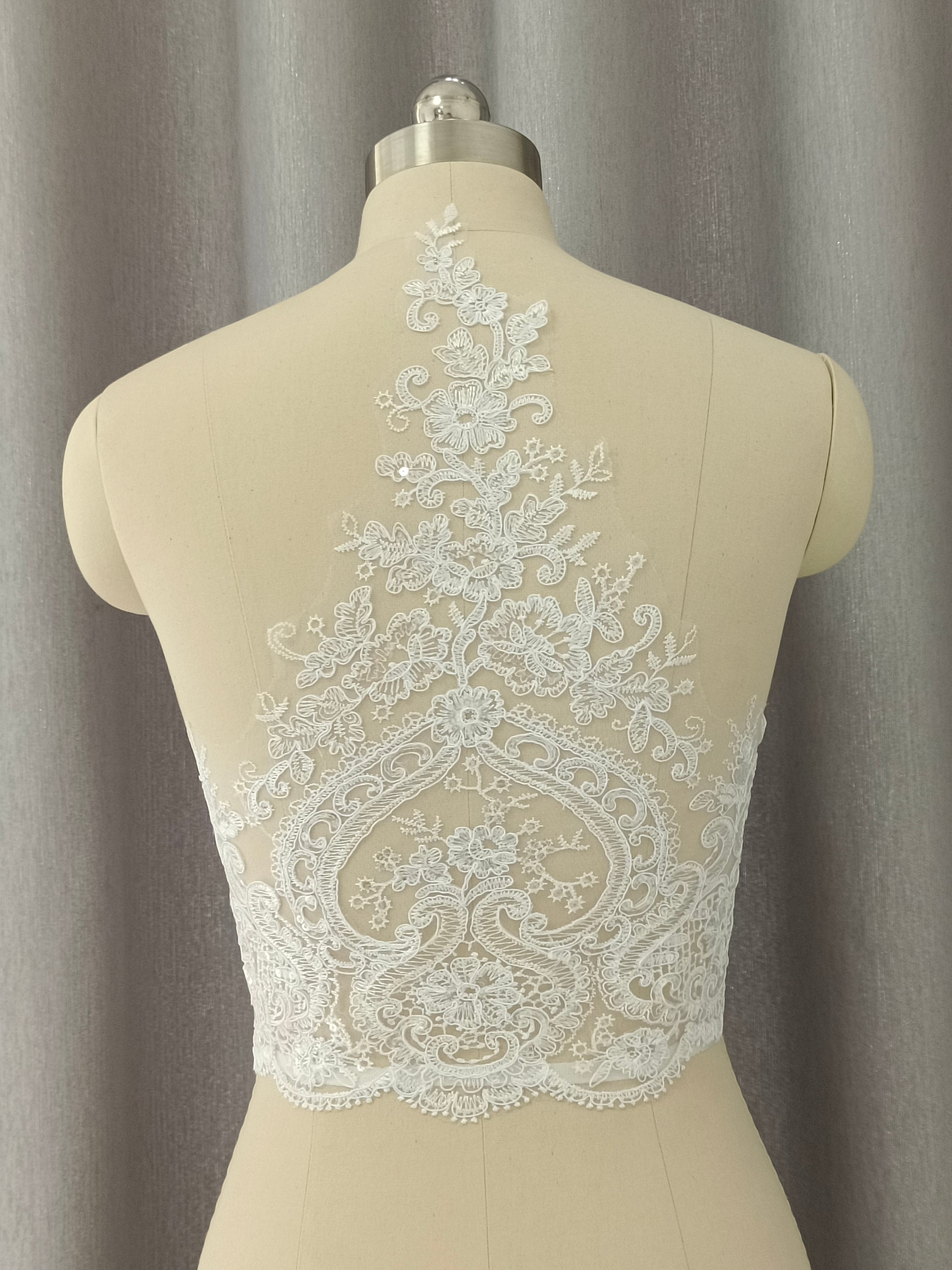 1 Yard White Sequins Lace Fabric Fashion Wedding Lace Fabric | Etsy