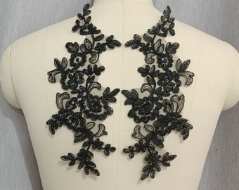 black floral applique