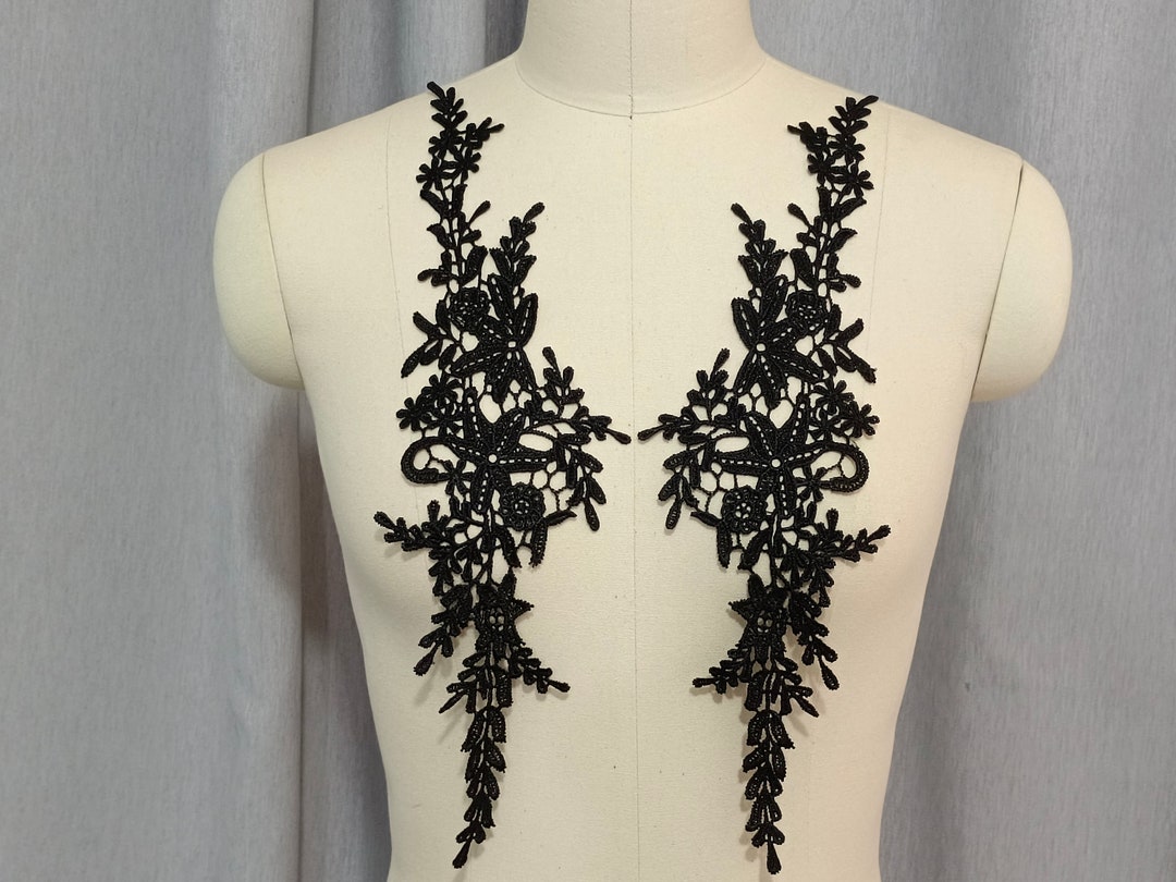 Black Lace Applique Fabric Bridal Wedding Veil Lace Applique Etsy