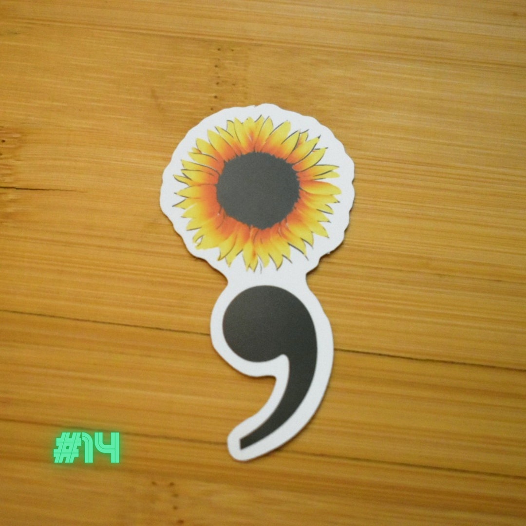Sunflower Semicolon Sticker Mental Health Awareness - Etsy