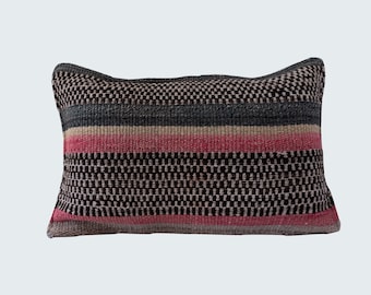 Bohemian lumbar throw pillow cover, Decorative Pillows, Handmade in Peru, Colorful pillow, Throw Cushions, Dark Pillow Cover, Texture Pillow