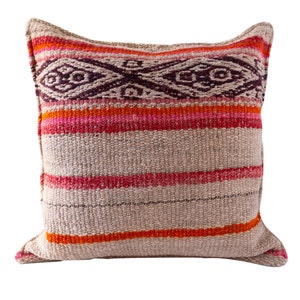 Bohemian Throw Pillow Cover, Decorative Pillows, Handmade in Peru, Colorful pillow, Indoor Pillow , Eclectic Decor, Geometric pillow Cover
