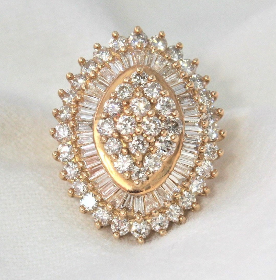 Ladies 4K Diamond Cluster Dinner Ring - Etsy