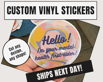 Custom Die Cut Vinyl Stickers - cuts to any shape, design - SHIPS NEXT DAY