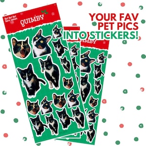 3 Custom Pet Sticker Sheets - Personalized Water-Resistant Stickers Christmas