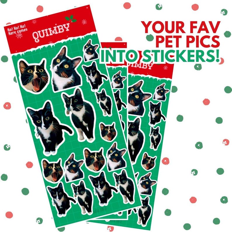 3 Custom Pet Sticker Sheets - Personalized Water-Resistant Stickers Christmas