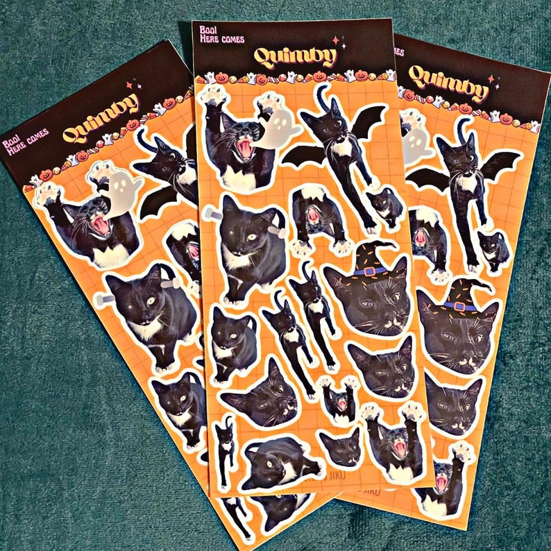 3 Custom Pet Sticker Sheets - Personalized Water-Resistant Stickers Halloween