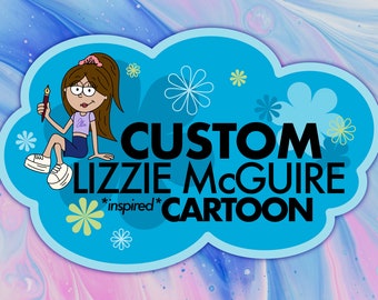 Cartone animato ispirato a Lizzie McGuire personalizzato / FILE PNG DIGITALE