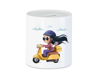 Money box - girl on moped