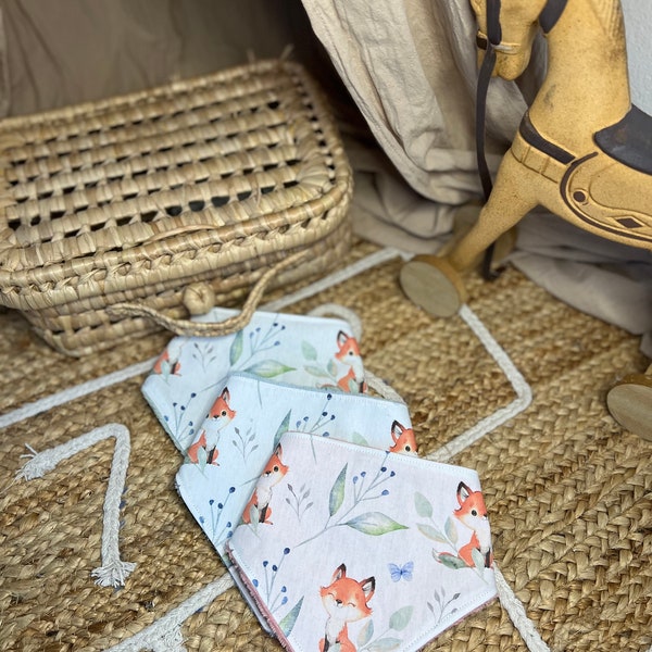 Bavoir bandana renard | Tissu éponge fibre de bambou - Style bébé | Accessoire pratique | Peau sensible | Cadeau de naissance