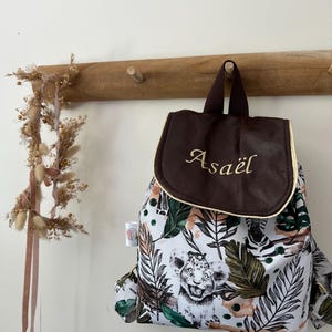 Sac à dos personnalisé enfants sac à dos Maternelle Imperméable Motif Savane Kaki Personnalisable avec Prénom