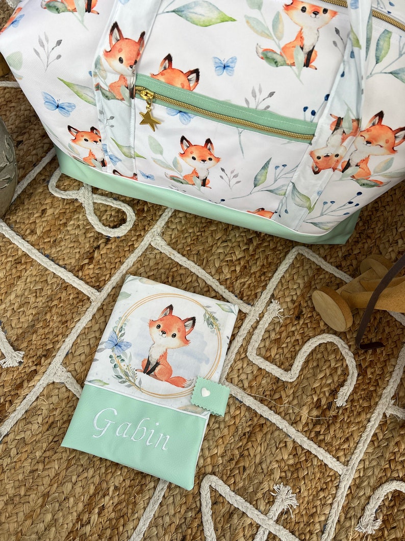 Protects health book Water green fox baby birth gift image 3