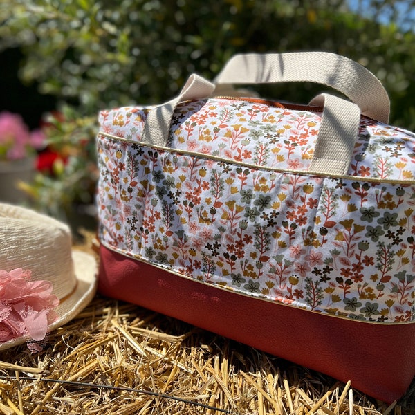 Sac à main à fleurs en coton cousu main