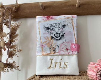 Personalized health record cover, handmade Savannah record cover, artisanal birth gift Gift for babies Birth Babyshower