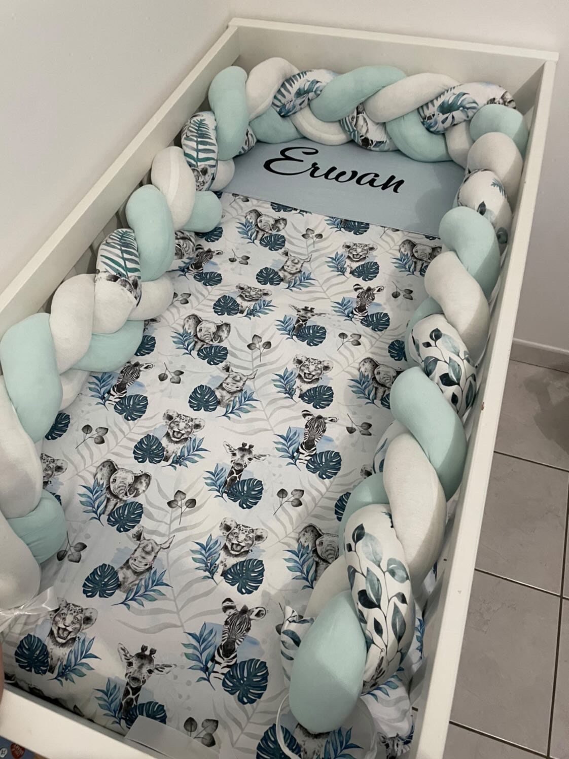 Tour de Lit Tressé Savane Bleu Exclusif