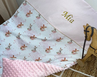 Personalized baby blanket Pink rabbits