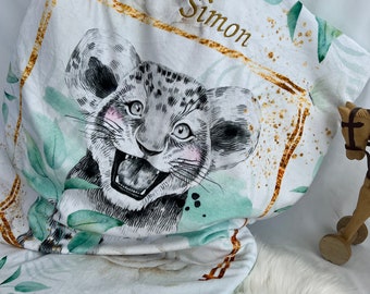 Couverture bébé personnalisée Lionceau plusieurs couleurs