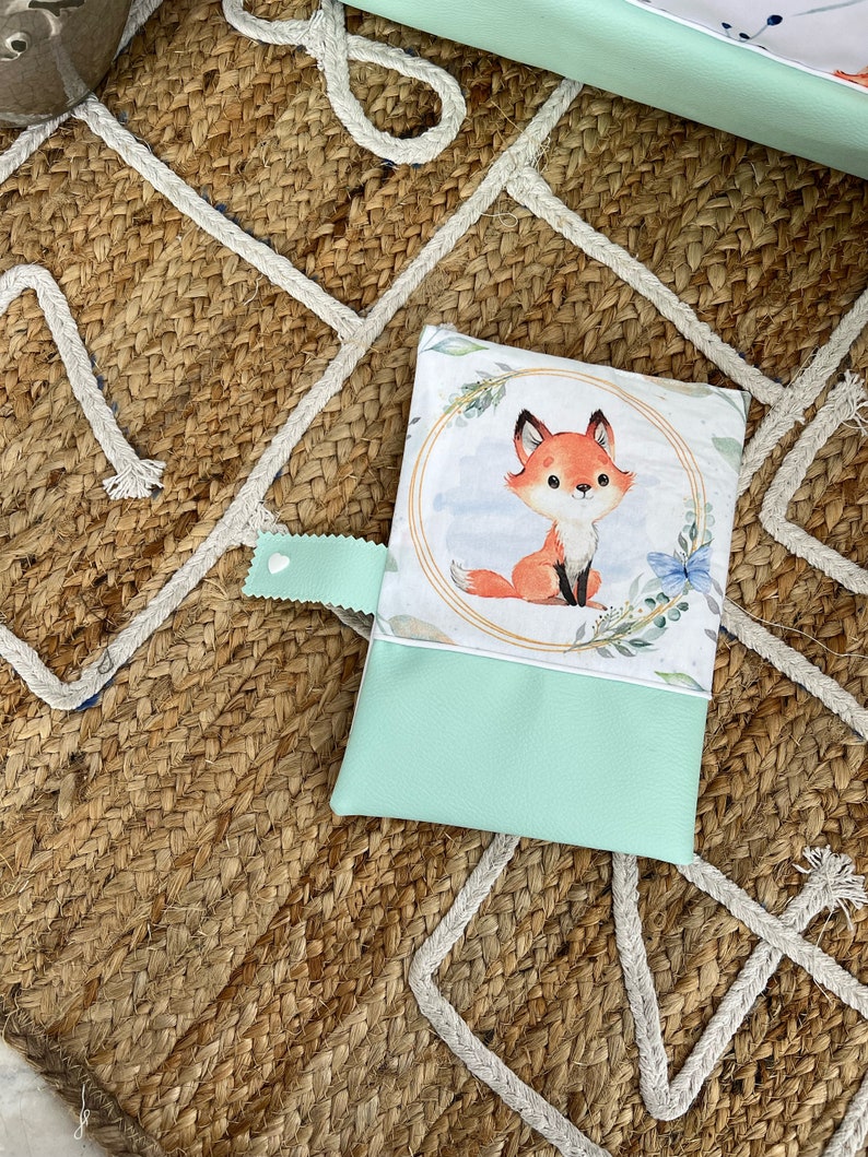 Protects health book Water green fox baby birth gift image 4