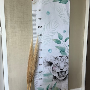 Personalisierte Messlatte für Kinder Fuchs- oder Savannenmuster Stickerei mit Vornamen Dekoration für das Babyzimmer Mit Liebe handgefertigt