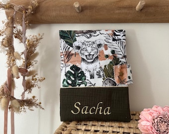 Personalized health record cover Lion cub birth gift savannah personalized gift health record cover savannah green