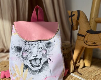 Sac à dos enfants -sac imperméable - Cartable personnalisé - Sac à dos enfant Maternelle -  Sac enfant Lionceau rose