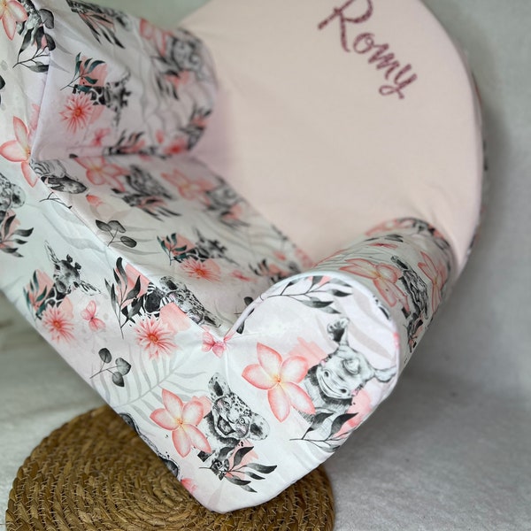 Fauteuil pour enfant motif Savane - Cadeau d’anniversaire ou naissance à personnaliser - plusieurs couleurs disponibles