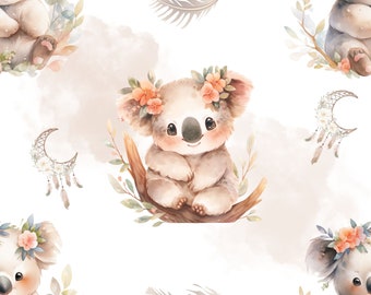 Koalas Boho Premium Cotton Fabric