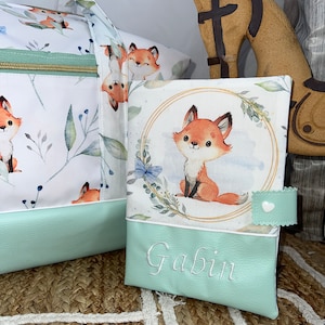 Protege el libro de salud personalizado Agua zorro verde bebé regalo de nacimiento Regalos para bebés