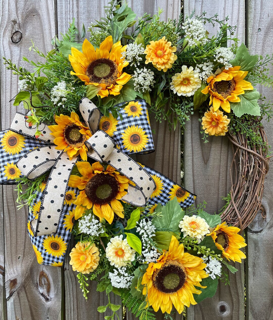 Fall Sunflower Grapevine Wreath, Sunflower Wreath for Front Door ...