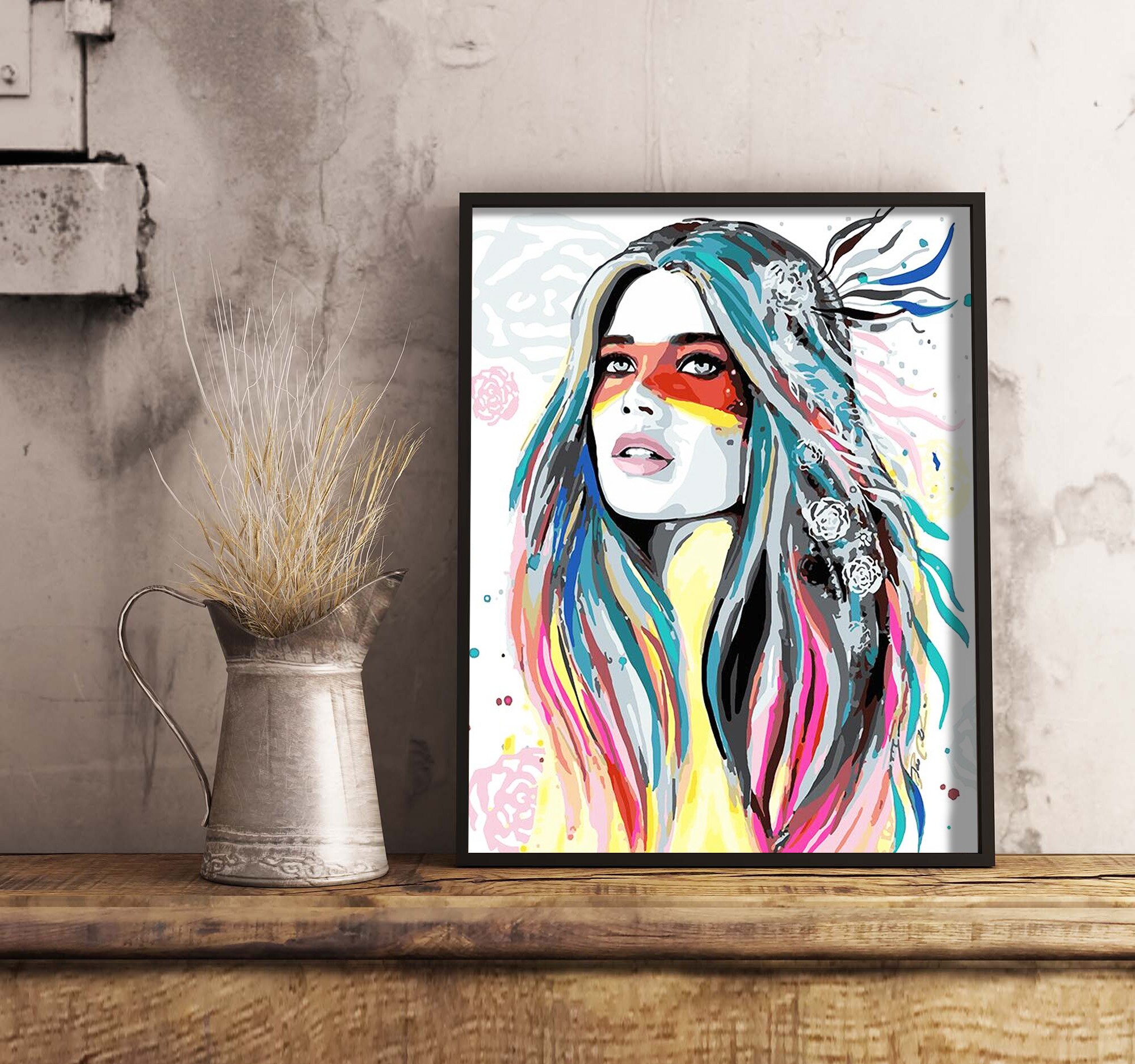 Paint By Number Girl Paint By Numbers Girl Drawing Paint Etsy