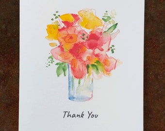Create Your Own Custom Greeting Cards, Select your Flower Bouquet Design and Add Text, Hand Painted Watercolor Flowers