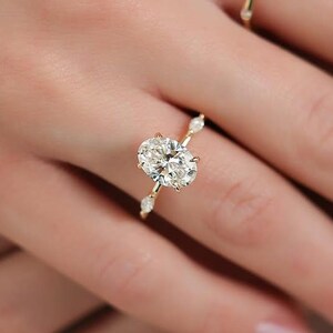 2.4 Ct Oval Cut Moissanite Diamond Engagement Ring/14k Yellow Gold ring/Wedding ring/Anniversary Gift For Her