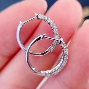 1.26 CTW For Round Cut CZ Diamond Hoop Earrings/925 Sterling Silver Earrings/Anniversary Gift for her