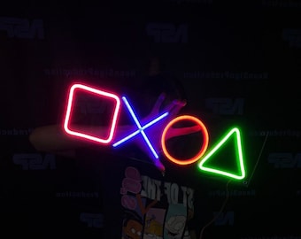 Letrero de neón con el icono de Play Station