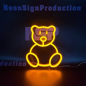 Bear Acrylic Neon Sign,Toy Store Signage Animal Series Led Sign For Bedroom Home Room Party Decor Neon Wall Art DecorationCute Bear LED Neon